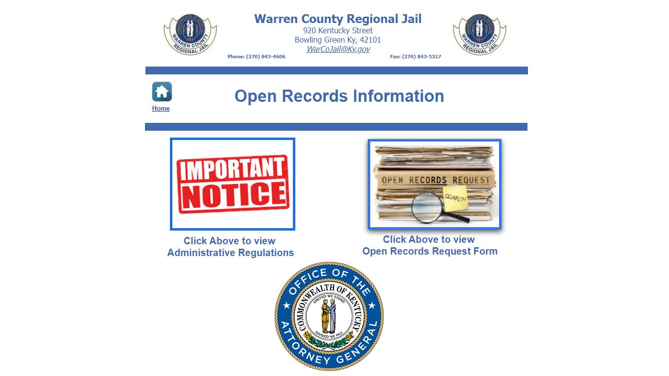 Open Records Information - Warren County Jail